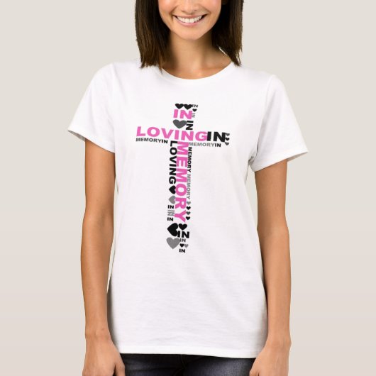 In Loving Memory Roze Cross T-shirt (Voorkant)