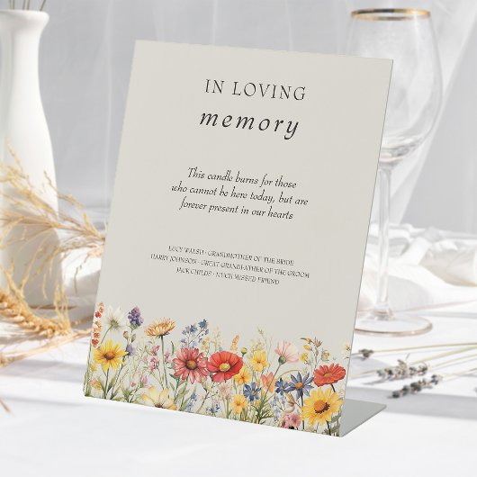 In Loving Memory rustieke Wildflower bruiloft teke Reclamebord Met Voetstuk