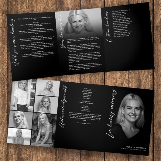 In Loving Memory Script Foto Collage Begrafenis Drieluik Programma