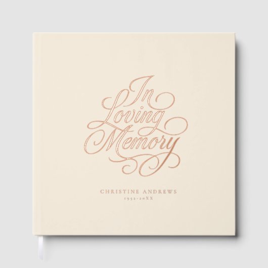 "In Loving Memory" Script lettertype KeepSake begr Gastenboek (Voorkant)