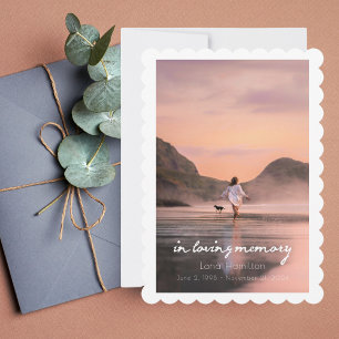 In Loving Memory Script Photo Funeral Program Kaart