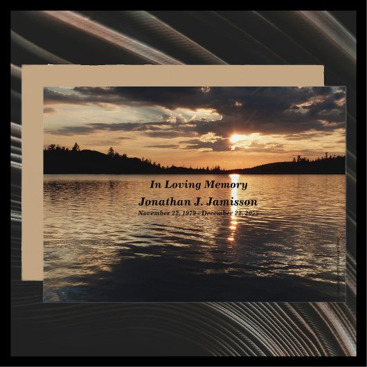 In Loving Memory Service Invitation Sunset at Lake Kaart