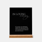 In Loving Memory Simple Wedding Black Acryl Bord (Voorkant)
