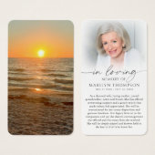 In Loving Memory Sunset Photo Sympathy Cards (Devant & derrière)