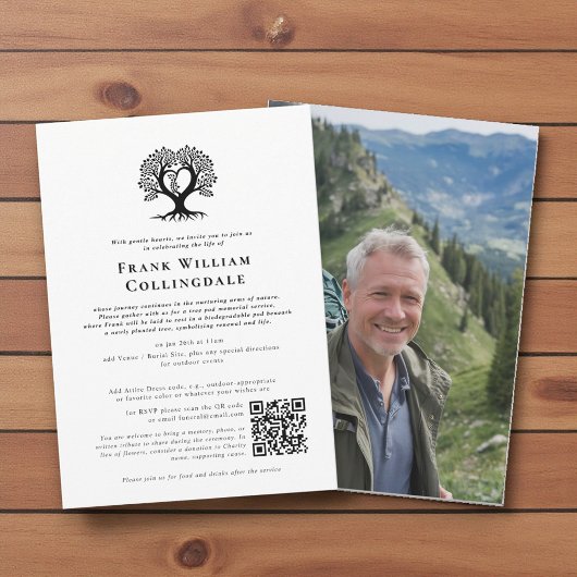 In Loving Memory Tree Pod Funeral Kaart