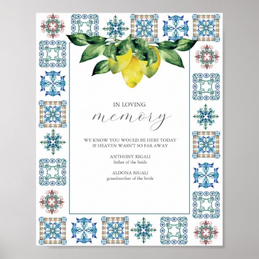 In Loving Memory Trouwbord Citroenen Poster (Voorkant)