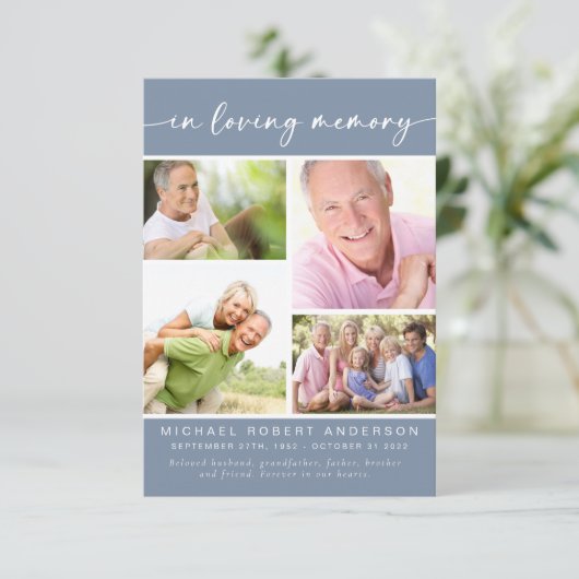 In Loving Memory Vier foto collage begrafenis Bedankkaart (Staand voorkant)