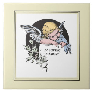 In Loving Memory Vintage Engel, Herinnering, Goud Tegeltje