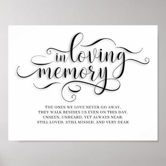 In Loving Memory Wedding Memorial Sign Poster (Voorkant)