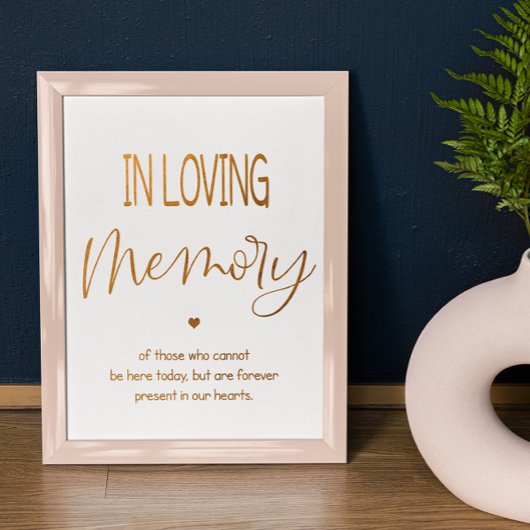 In Loving Memory wedding sign 8x10 poster