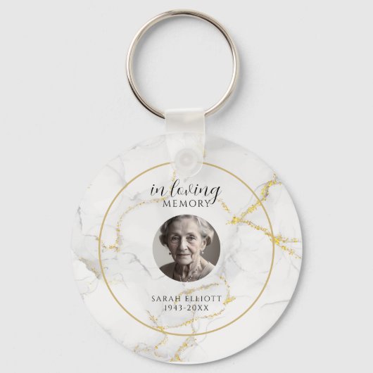 In Loving Memory with Photo | marble gold Sleutelhanger (Achterkant)