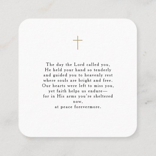 In Loving Memory with Photo | Personal Vierkante Visitekaartje (Achterkant)