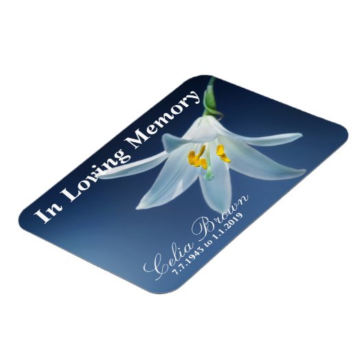 In Loving Memory Witte Lily | Begrafenis, gedenkte Magneet (Linkerzijde)