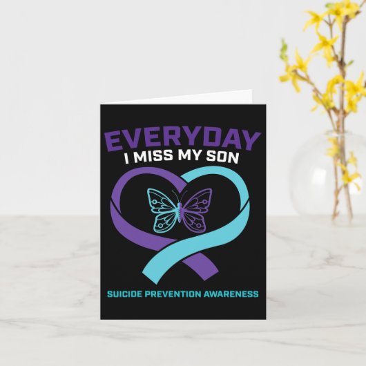 In Loving Memory Zoon Zelfmoordpreventie Bewustzij Kaart (Gele Bloem)