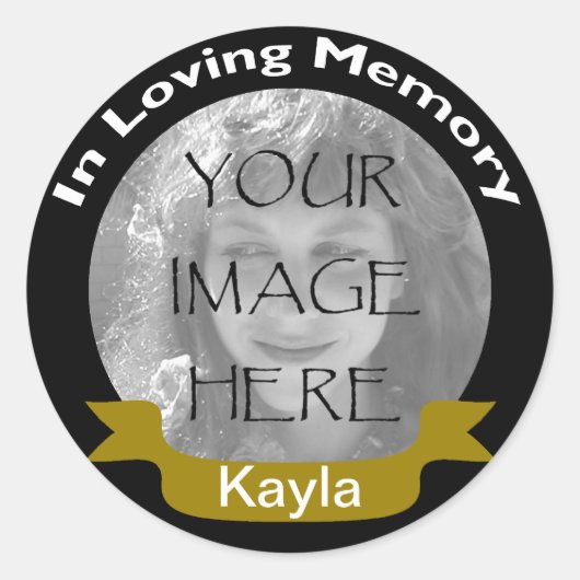 In Loving Memory Zwart Goud Foto Stickers (Voorkant)