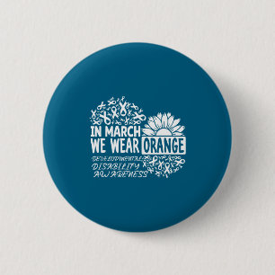 In maart draag oranje ontwikkelingsstoornis ronde button 5,7 cm