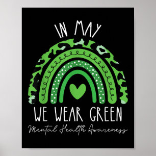 In mei Draag we groene lintregenboogmentale gezond Poster