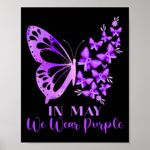 In mei Draag we Paarse Butterfly Lupus Bewustheid Poster