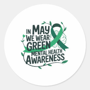 In mei dragen we groen Geestelijke Gezondheidsbewu Ronde Sticker