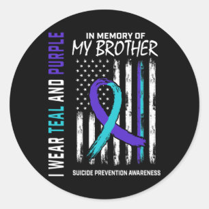 In Memory Brother Zelfmoord Bewustzijnspreventie A Ronde Sticker