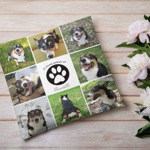 In Memory Dog Photo Pet Collage Paw Print Keepslag Kussen