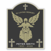 In Memory Motorbike Rider Biker Funeral Sticker (Voorkant)
