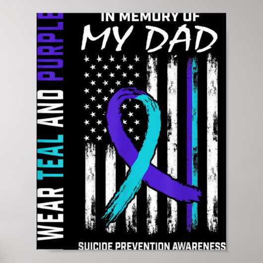 In Memory Of Dad Suicide Prevention Awareness Amer Poster (Voorkant)