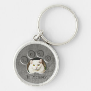 In Memory Paw Print Pet Button Sleutelhanger