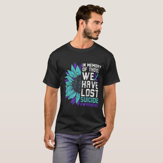 In Memory Suicide Awareness, Prevention Sunflower T-shirt (Voorkant volledig)