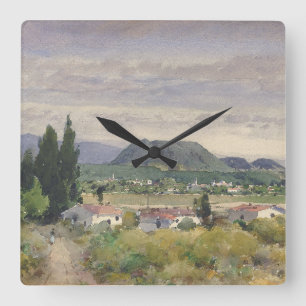 In Mexico Holmes Waterverf Landscape Summer Vierkante Klok