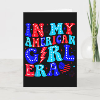 In Mij Era Amerikaanse Meisje Retro 4 Juli Vierde Kaart