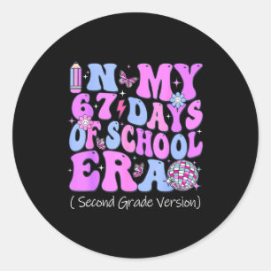 In Mijn 67 Dagen Van School Tijdperk Groovy Tweede Ronde Sticker