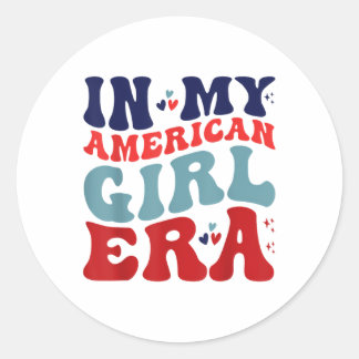 In Mijn Amerikaanse Meisje Era Groovy Amerikaans M Ronde Sticker