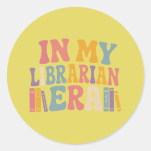 In Mijn Bibliothecaris Tijdperk Retro Groovy Boekl Ronde Sticker