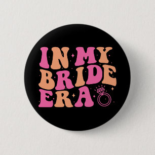 In Mijn Bruidstijd Groovy Bachelorette Bruiloftsfe Ronde Button 5,7 Cm