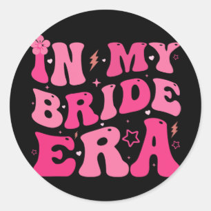 In Mijn Bruidstijd Groovy Bruid Bachelorette Feest Ronde Sticker