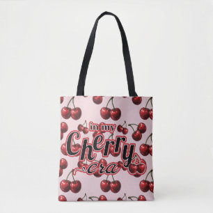 In mijn Cherry Era Glossy Red Cherries Retro Glam Draagtas