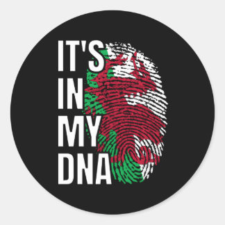 In mijn dna Welsh Flag Wales Fingerprint Ronde Sticker