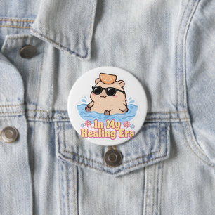 In Mijn GenezingsTijdperk Funny Capybara Ronde Button 7,6 Cm