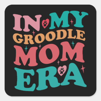 In Mijn Groodle Moeder Era Groovy Retro Gift Vierkante Sticker