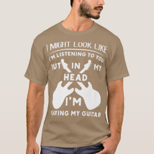In mijn hoofd speel ik mijn gitaarmuzikant-handtas t-shirt
