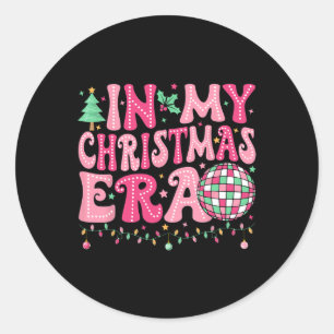 In mijn kerst tijdperk Vrolijk kerstboom Xmas Scha Ronde Sticker