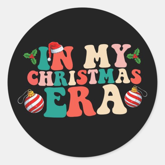 In mijn kersttijd Groovy vakantieseizoen Ronde Sticker (Voorkant)