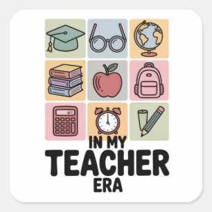 In Mijn Leerkracht Tijdperk Kleuterleidster Leven Vierkante Sticker