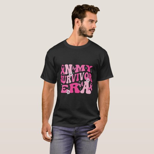 In mijn overlevende tijdperk roze lint borstkanker t-shirt (Voorkant volledig)