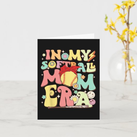 In mijn softbal moeder era grappig honkbal moeder  kaart (Gele Bloem)