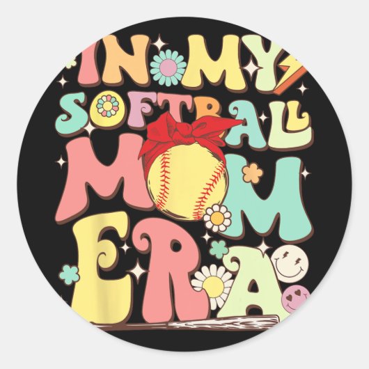 In mijn softbal moeder era grappig honkbal moeder  ronde sticker (Voorkant)