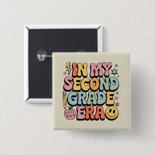 In mijn tijdperk van de tweede klas, juf/leraar te vierkante button 5,1 cm