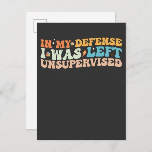 In mijn verdediging werd ik ongecontroleerd gelate uitnodiging briefkaart (Voorkant / Achterkant)