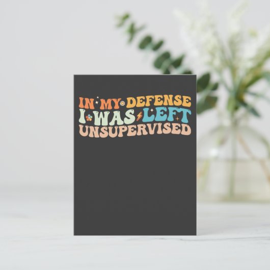 In mijn verdediging werd ik ongecontroleerd gelate uitnodiging briefkaart (Staand voorkant)
